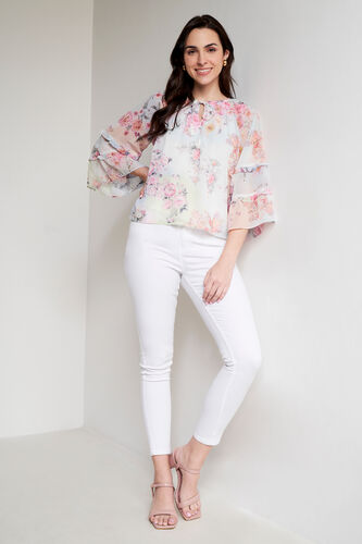 Multi Floral Flared Top, Multi Color, image 4